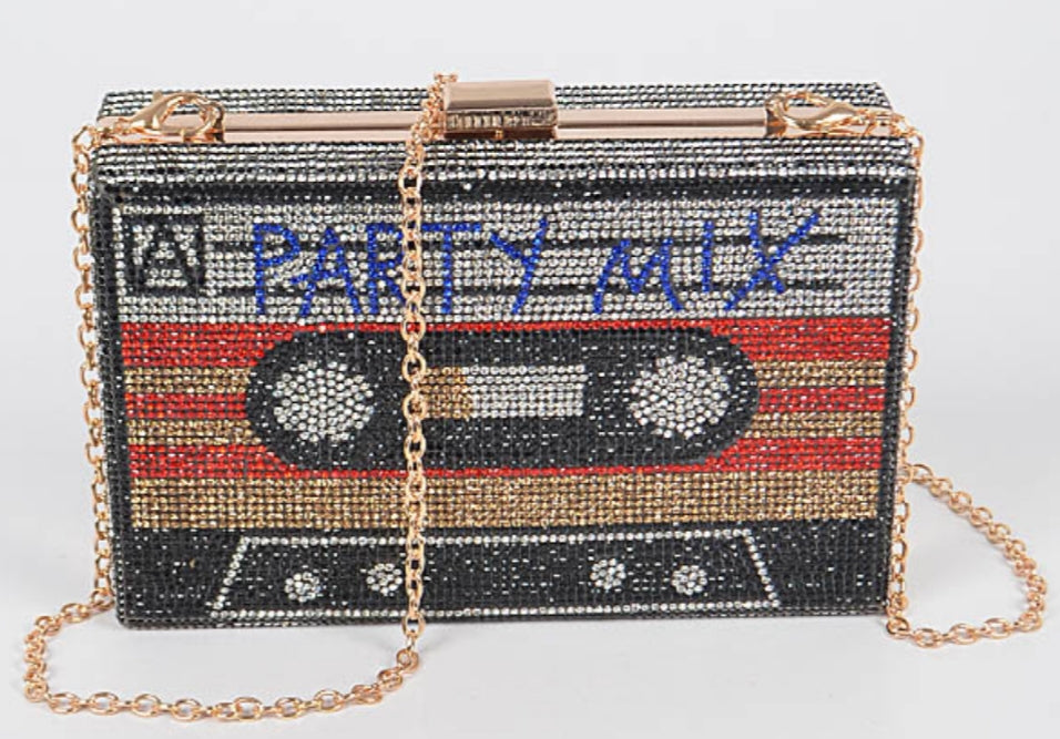 Gold Rhinestone Mixtape Bag