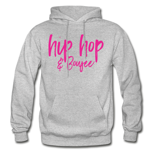 Hip Hop & Boujee's "Pink Cursive" Hoodie Collection - heather gray
