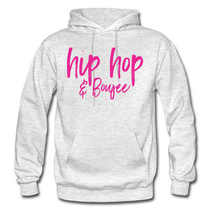 Hip Hop & Boujee's "Pink Cursive" Hoodie Collection - light heather gray