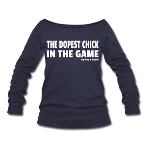 Hip Hop & Boujee's "Chick"  Wideneck Sweatshirt - melange navy