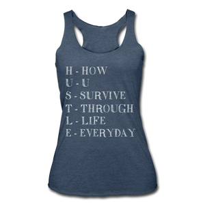Hip Hop & Boujee's "Hustle" Racerback Tank - heather navy
