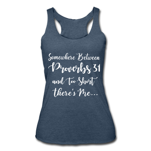 Hip Hop & Boujee's "Somewhere In Between" Racerback Tank - heather navy